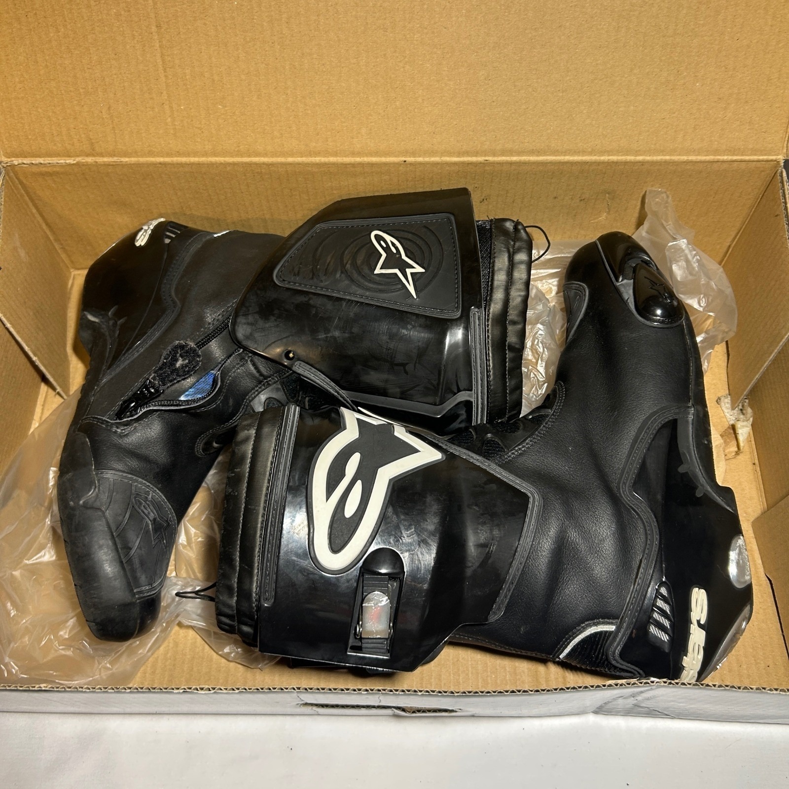 Alpinestars Supertech Motorcycle Racing Boots Black White Mens Us 9 Euro 43 3082